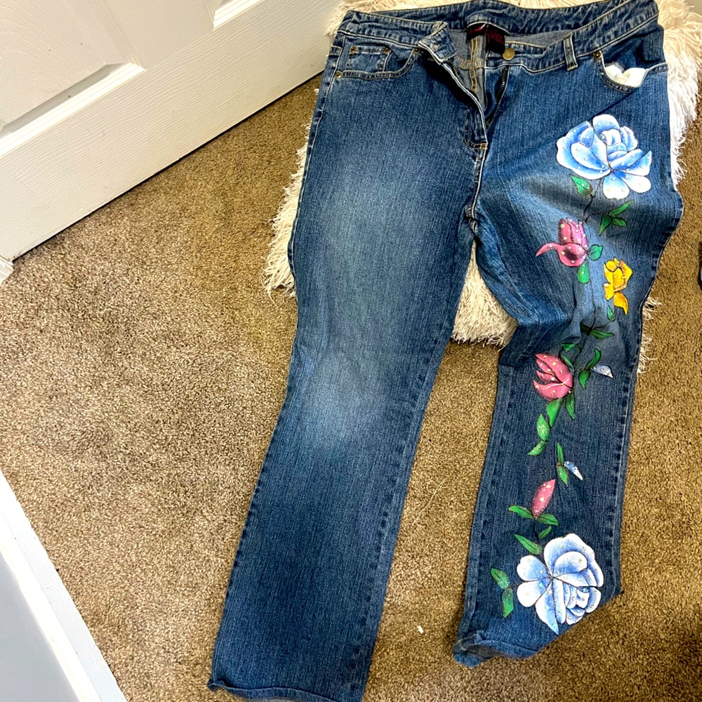 Floral jeans bootcut vintage